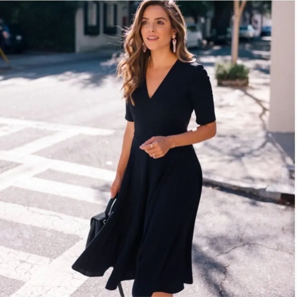 Gal Meets Glam Edith City Crepe Fit & Flare Midi Dress